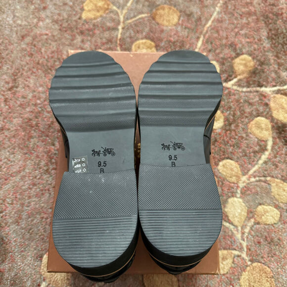 Coach Ida Black Brown Slip On Leather Loafers Heels Womens Size 9.5 M A7923 New - Picture 6 of 7